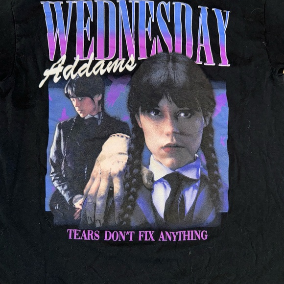 Wednesday Addams * Tears Don’t Fix Anything * T Shirt Dark  Size L  Goth - Picture 1 of 4